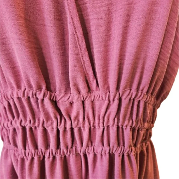 Mauve Pink Sleevless Gathered Waist Jumpsuit With Pockets - Picture 4 of 15